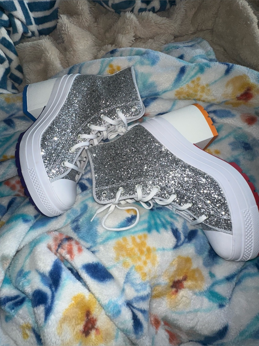Converse Chuck 70 De Luxe Heel Pride Platform Boot Silver A06028C